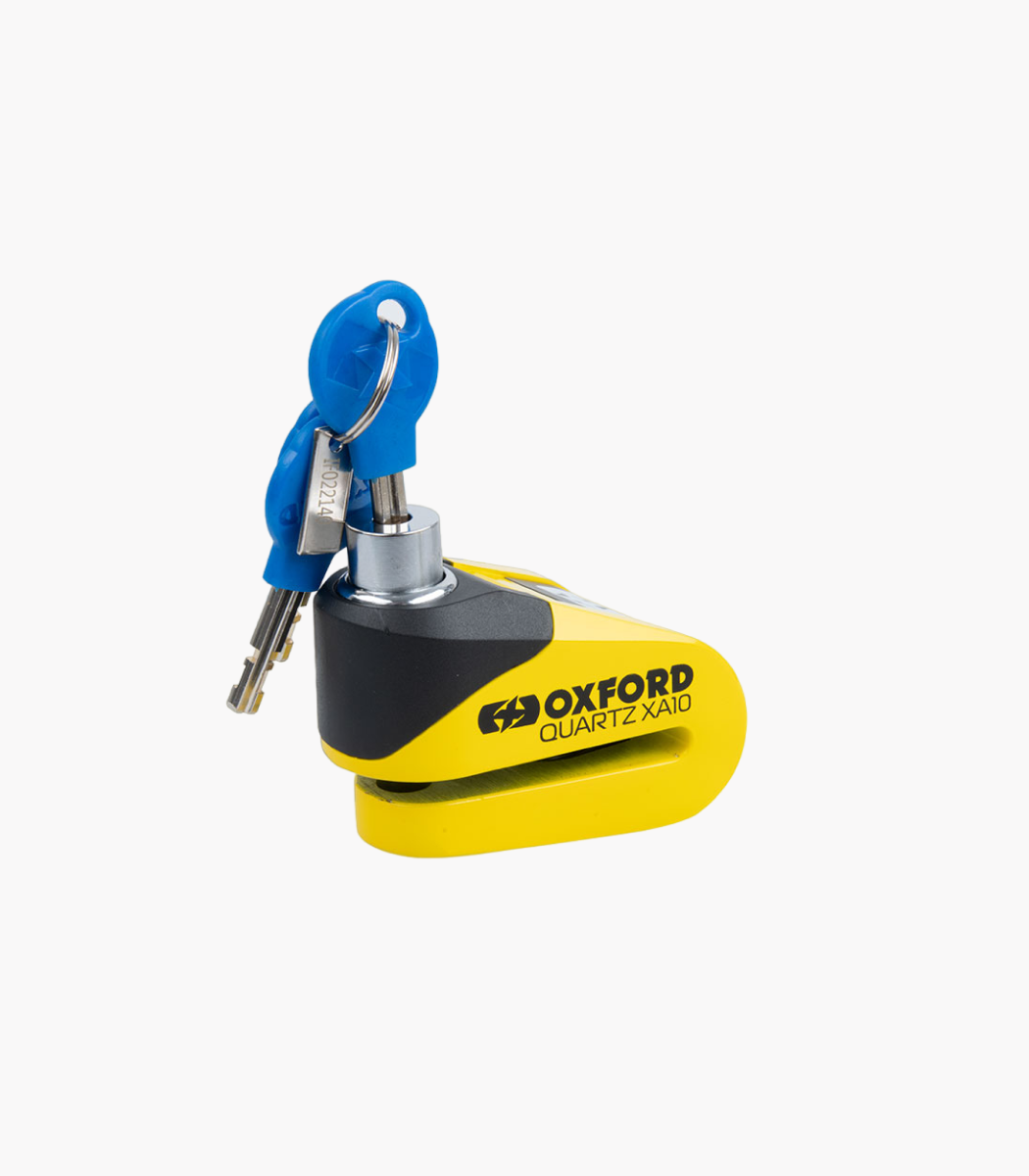OXFORD QUARTZ XA10 ALARM DISC LOCK - YELLOW/BLACK